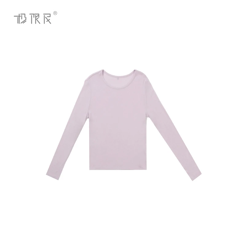 极限民《薰衣草》春季韩系休闲微透天丝羊毛打底T恤F5102F0937