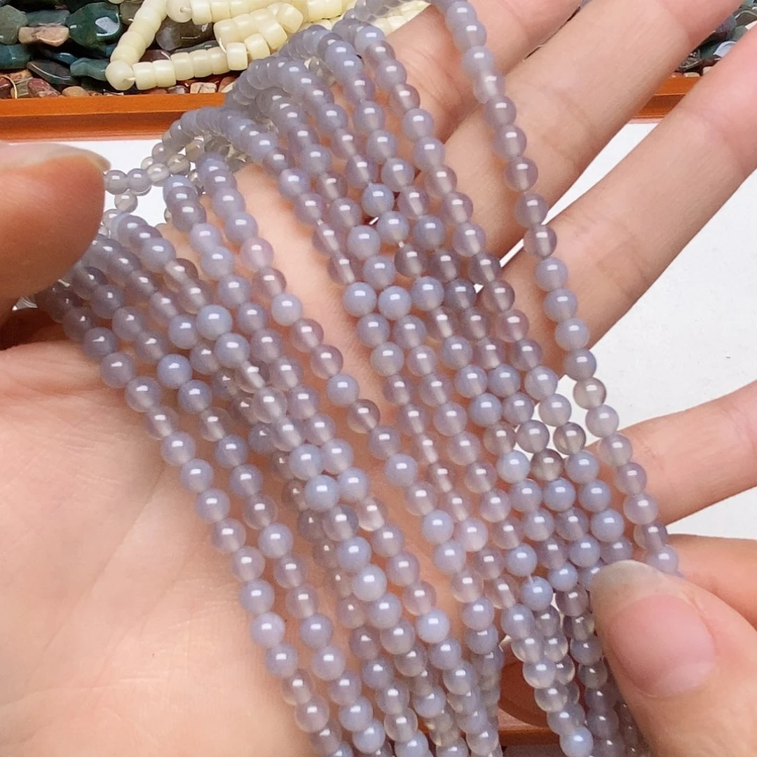 玛瑙/玉髓未镶嵌珠宝半成品卡四灰玛瑙两条装