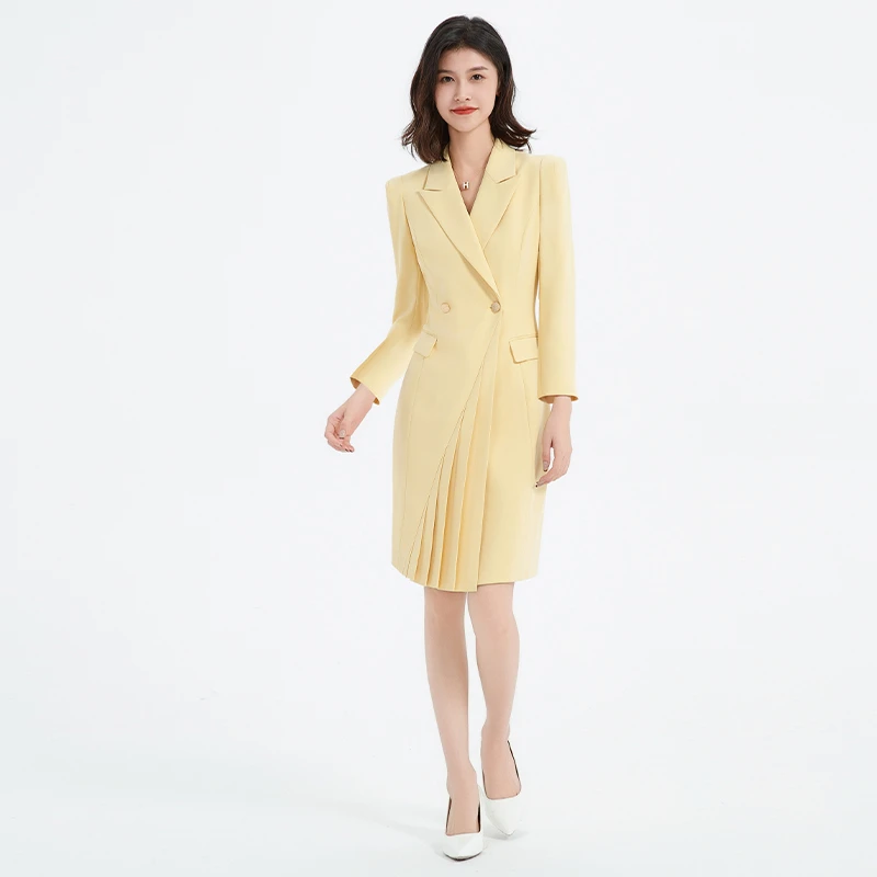 YJ【假日】25春新款气质上镜显瘦小苍兰黄连衣裙Q13329