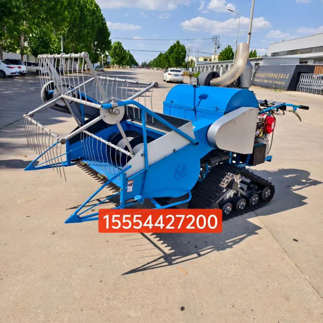 小型履带式手扶式水稻收割机适用于山区梯水田谷物收割脱粒装袋