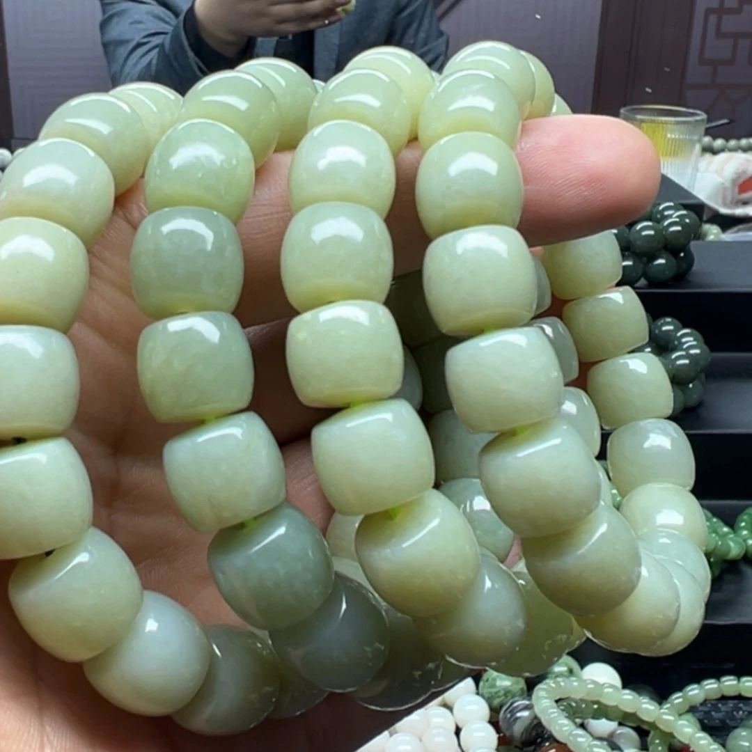 【闪购商品】和田玉手链未镶嵌卡13且末瓷蓝有棉