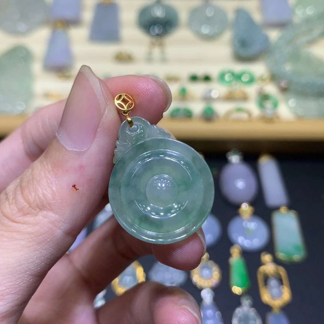 翡翠18K金镶嵌吊坠(不含链)