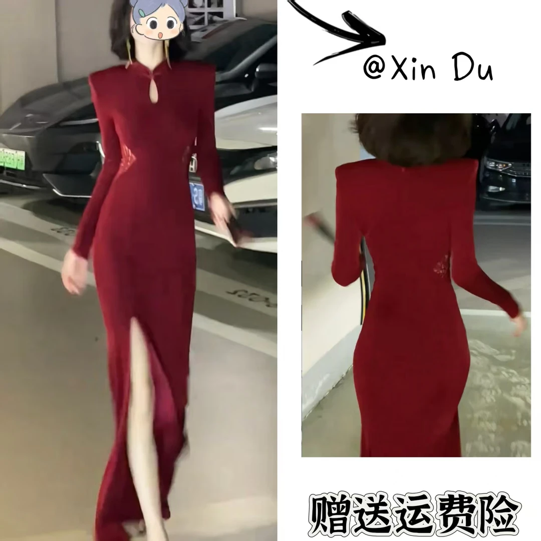 2025秋季新款时尚显瘦气质女士网红洋气连衣裙百搭款D23044