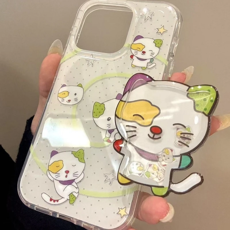 小怪猫摇摇乐支架适用苹果16Promax手机壳iPhone13保护套15大孔14