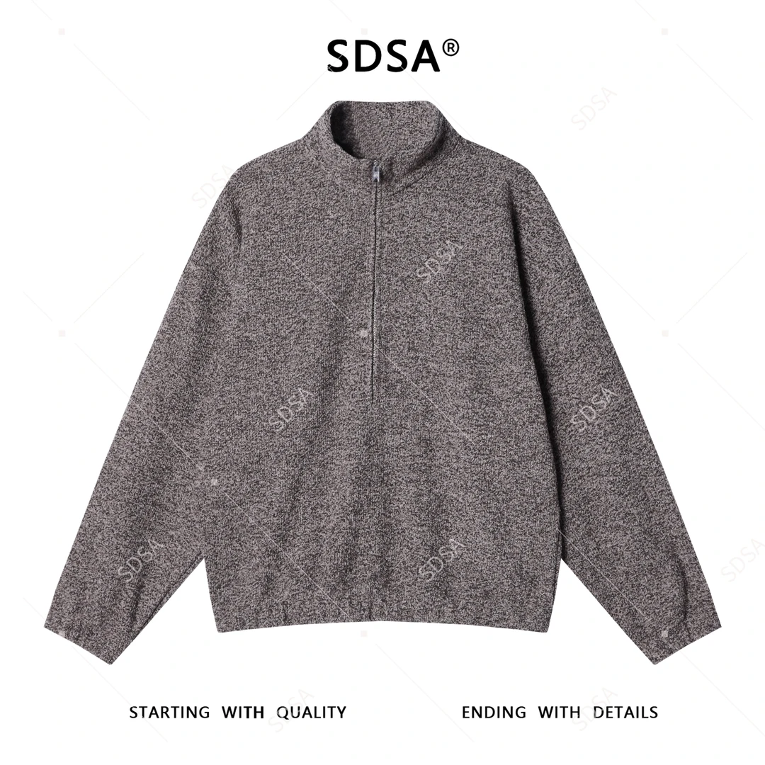 SDSA男士秋冬新款痞帅男装韩版小香风半拉链立领针织卫衣百搭宽松