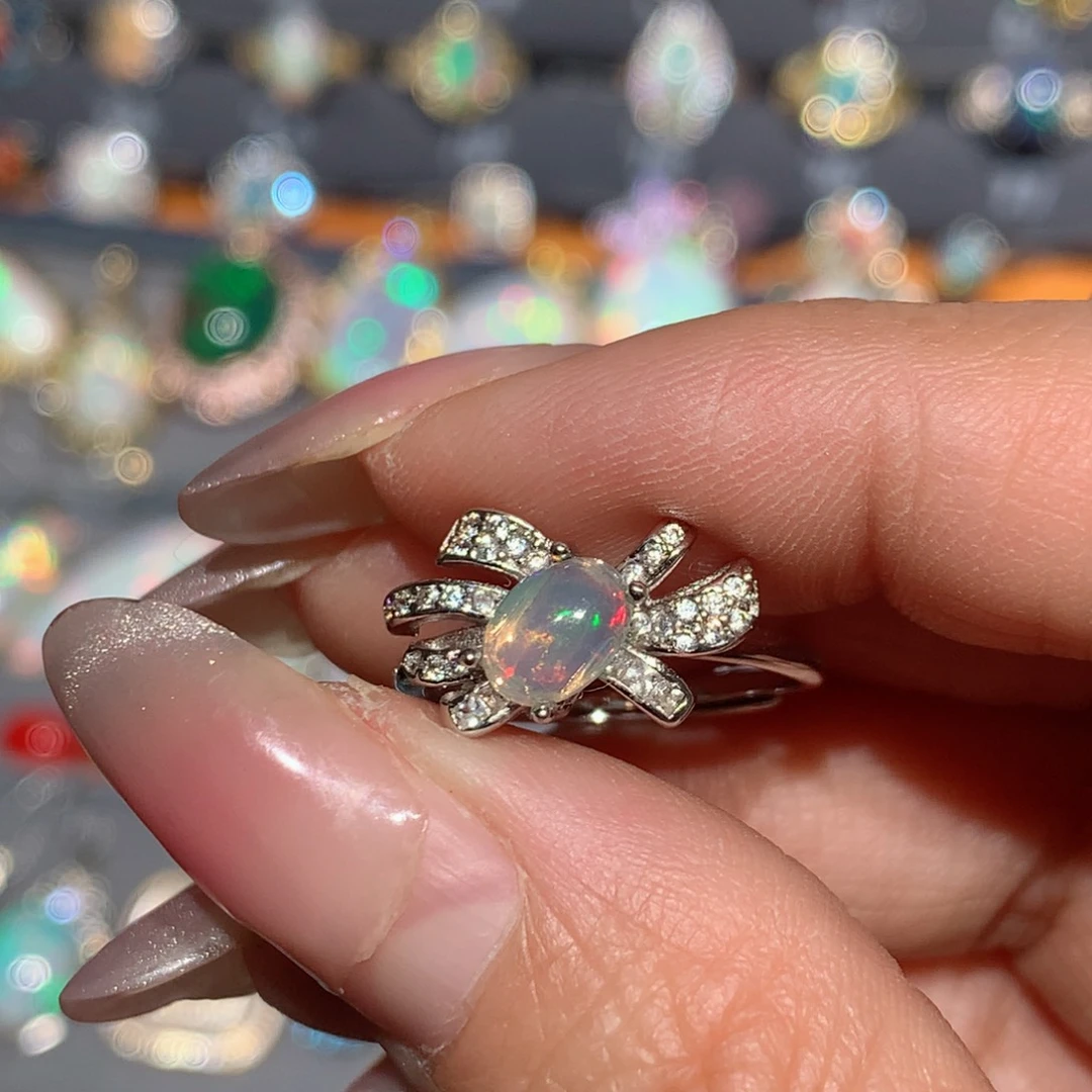 欧泊福利戒指银S925镶嵌