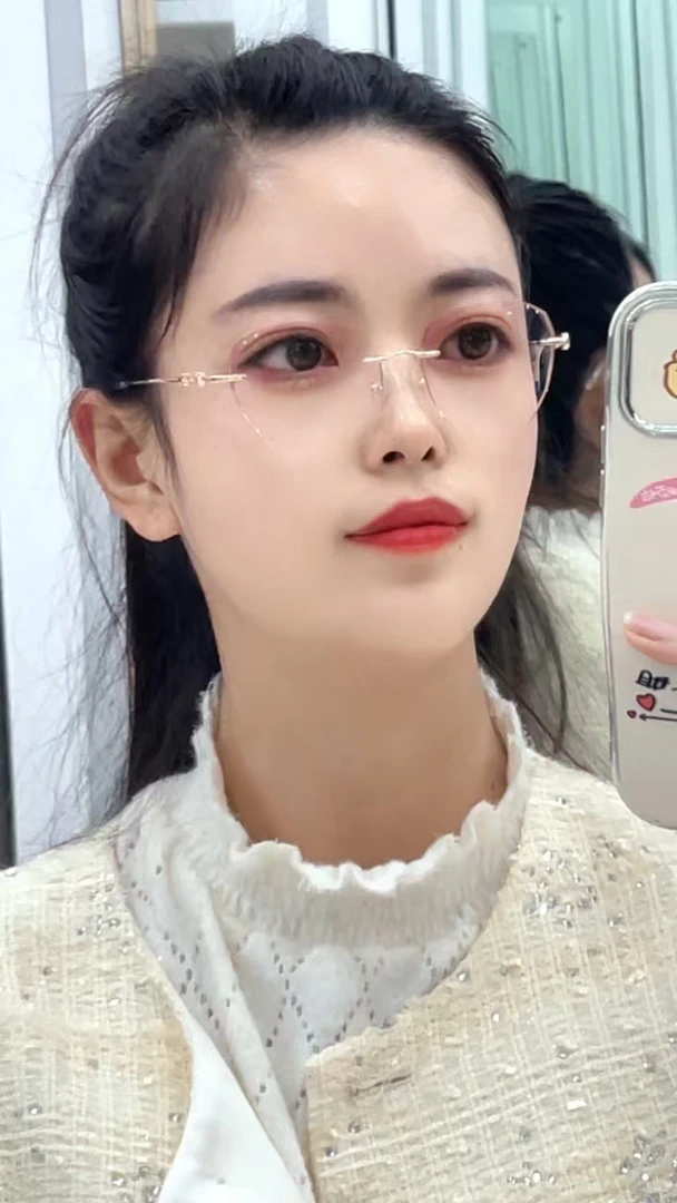 时尚无框高端近视钻石切边眼镜