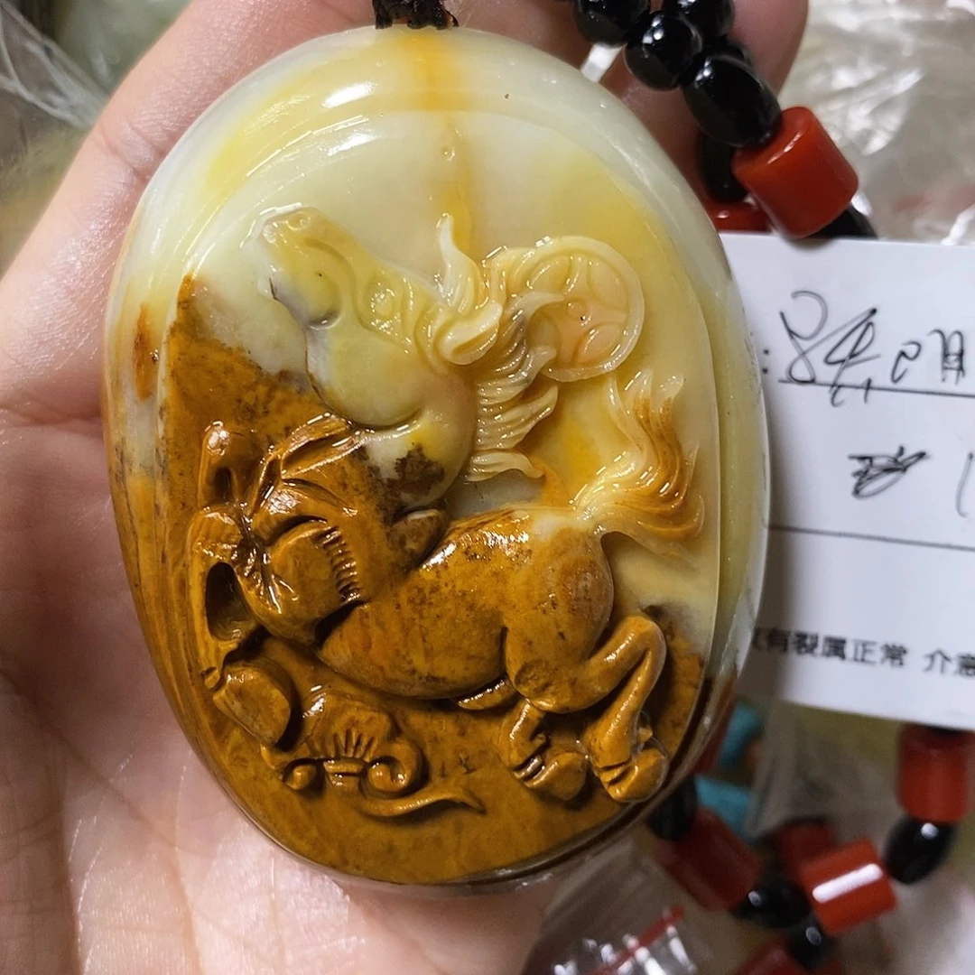 石材骄**火古青石手把件