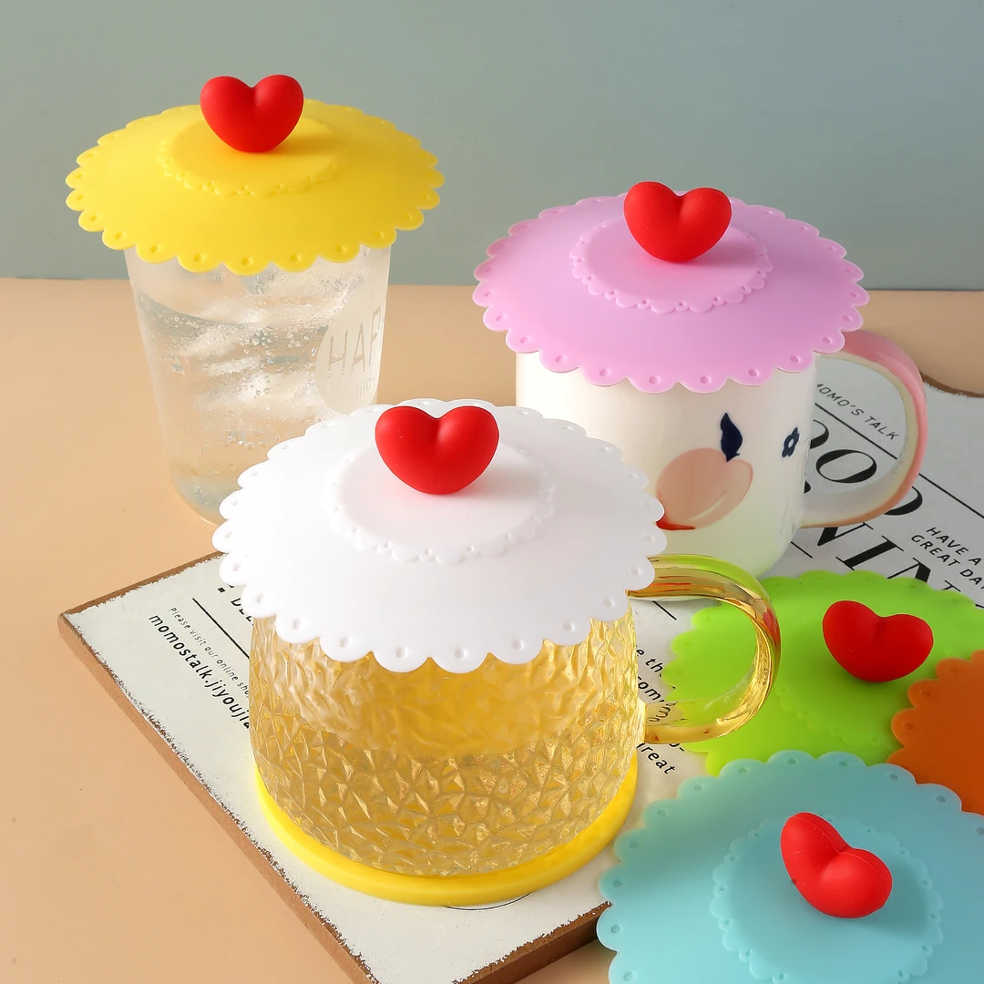 爱心杯子盖通用硅胶杯盖单卖马克杯杯盖水杯盖子茶杯盖杯子防尘盖