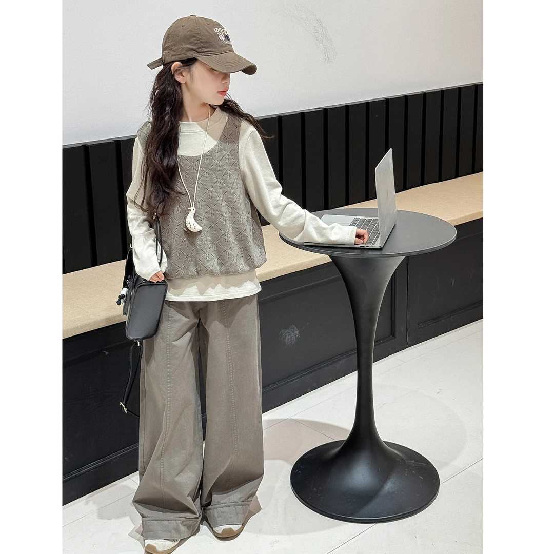 25TZ033女童时髦三件套2025秋季新款中大童洋气套装女孩韩版秋装