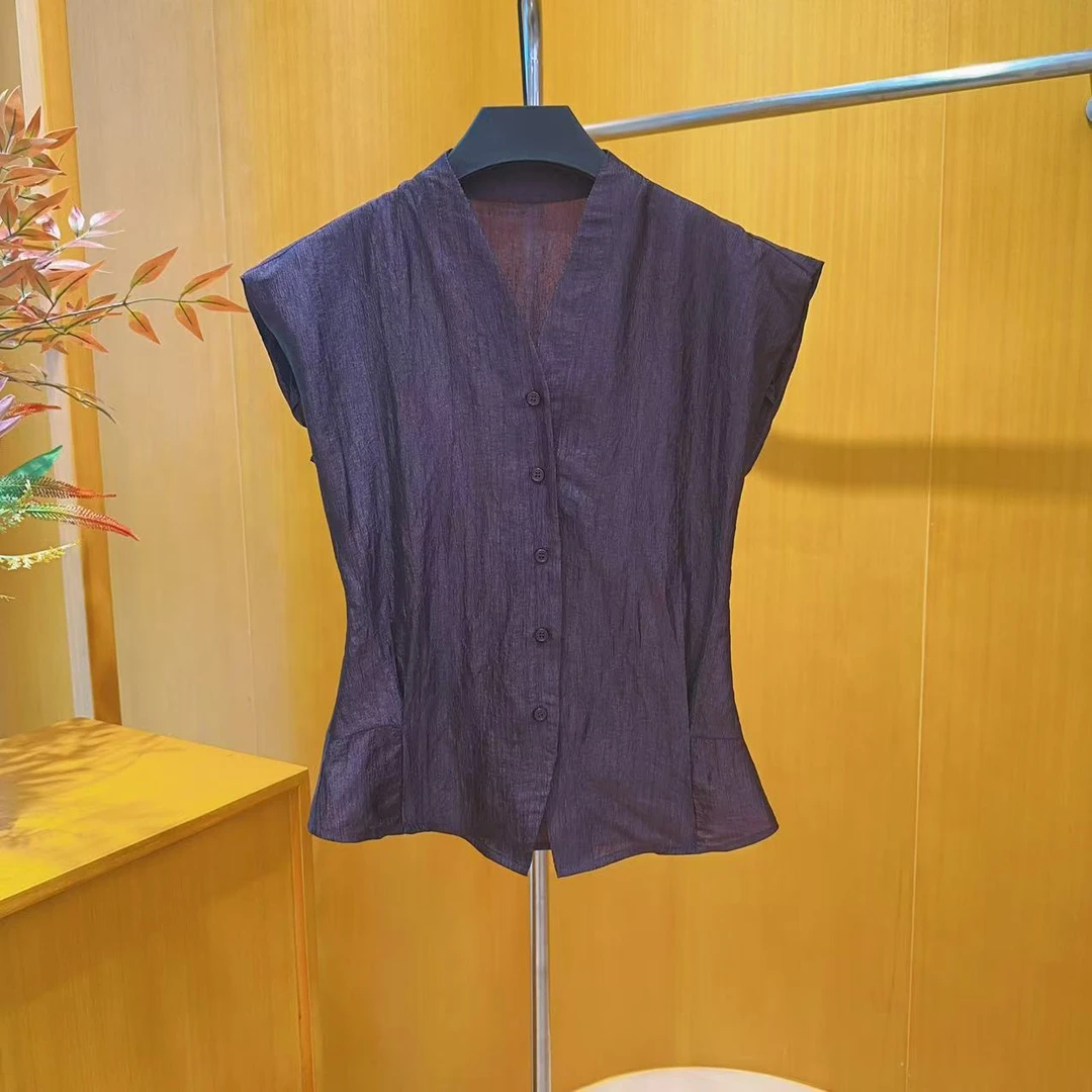 YS【紫韵】2091新中式国风薄款时尚洋气高定上衣短袖