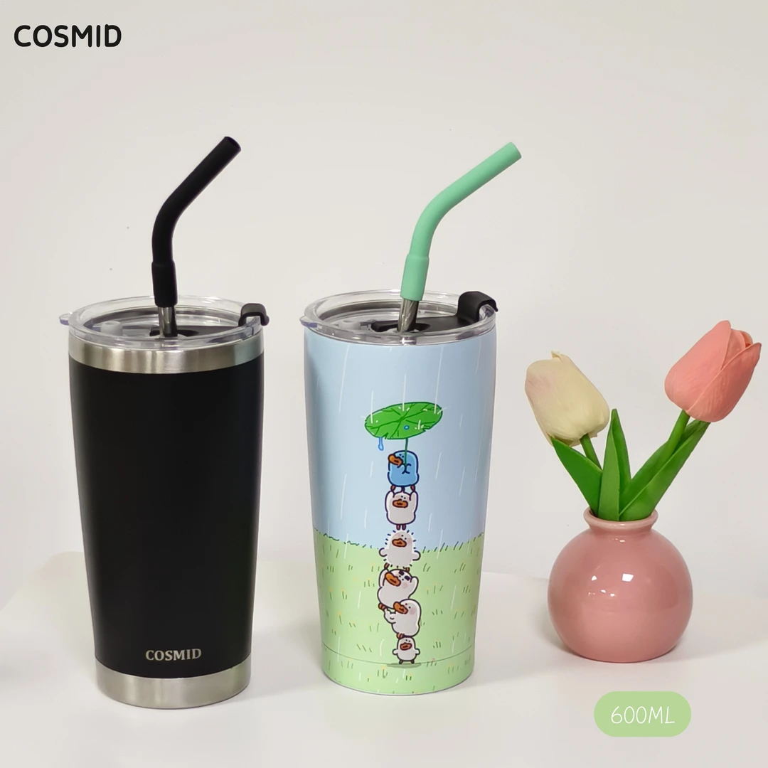 情侣装双杯车载直饮吸管保温杯双层真空宽口学生上班