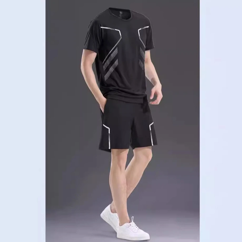 运动套装男夏季冰丝速干T恤短袖健身衣跑步短裤羽毛球服训练装备