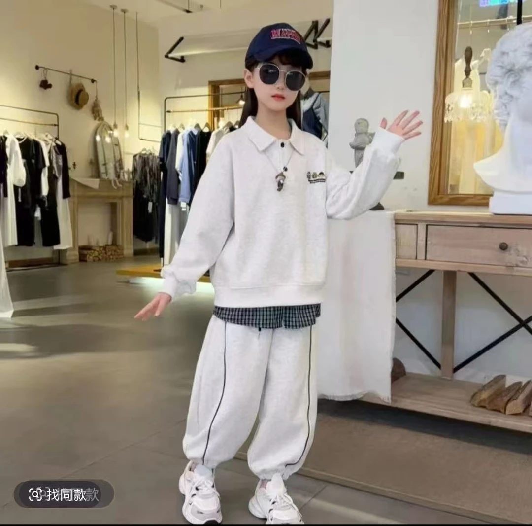 女童春秋套装2025新款儿童休闲卫衣中大童春秋两件套潮