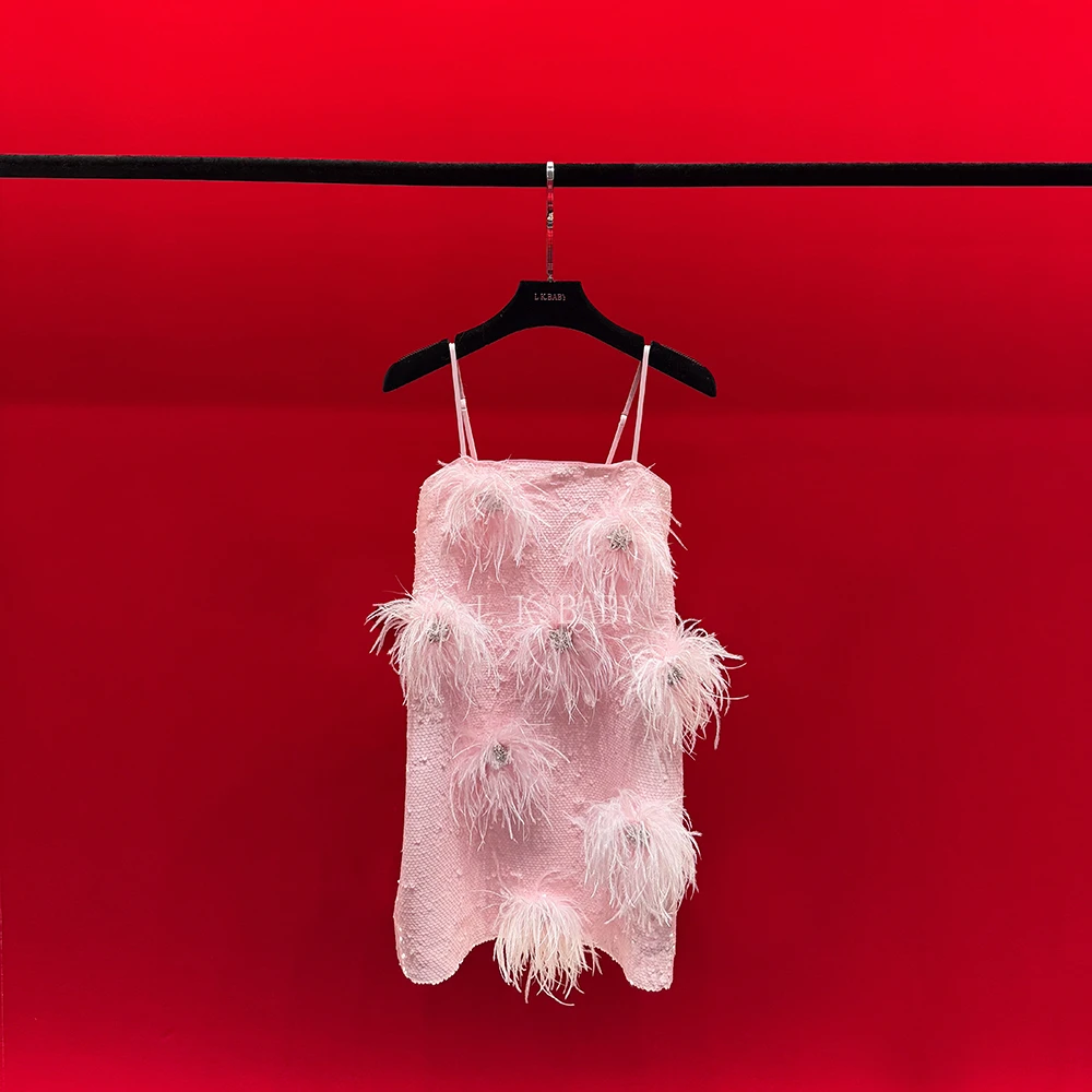 【L.K.BABY】羽翼之夏  纯欲千金「梦幻羽姬」性感羽毛吊带连衣裙