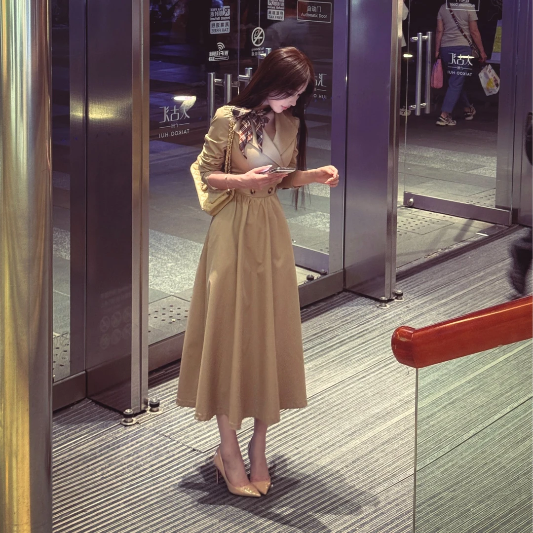 WW定制「逸裙风吟」显瘦气质时尚休闲女士经典法式小众设计感风衣裙