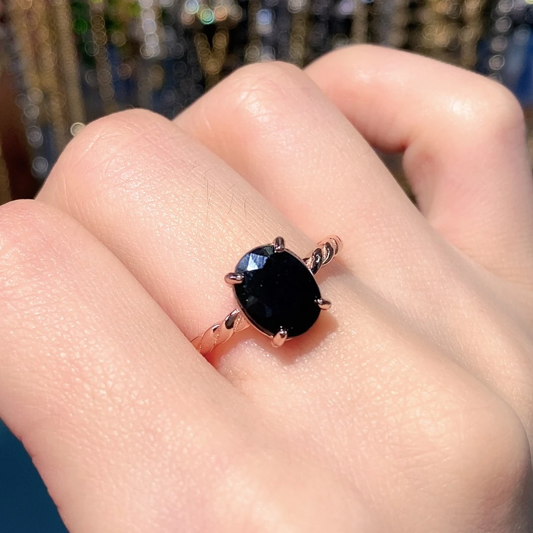 戒指蓝宝石银S925镶嵌好*姐天然宝石