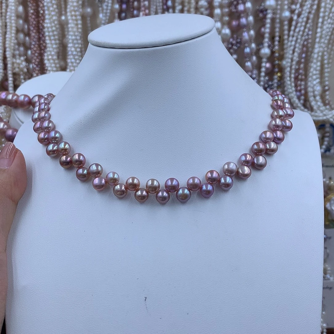 项链银S925镶嵌淡水珍珠洋**意