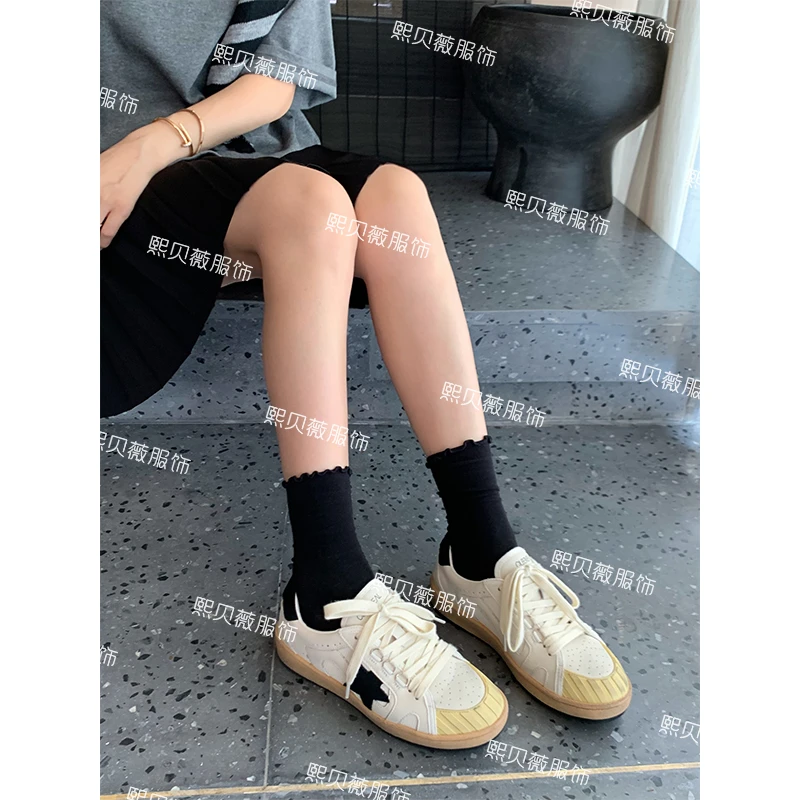 熙贝薇 欧货做旧脏脏鞋内增高拼色复古百搭休闲运动星星鞋 G5139
