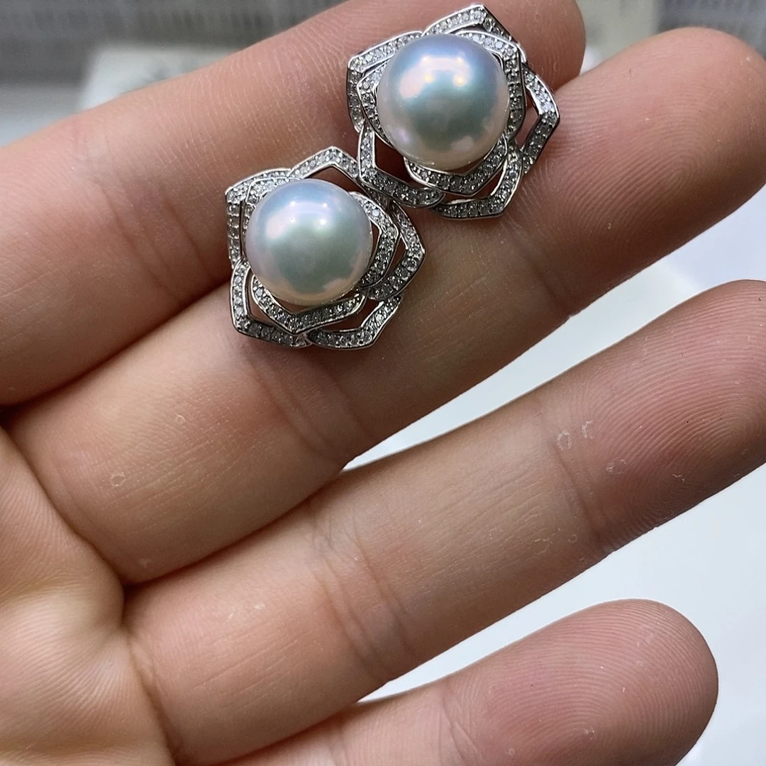 淡水珍珠耳饰银S925镶嵌