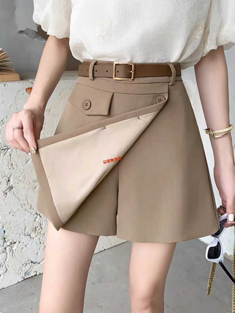 高腰开叉包臀卡其西装短裤裙半身裙A字不规则1221