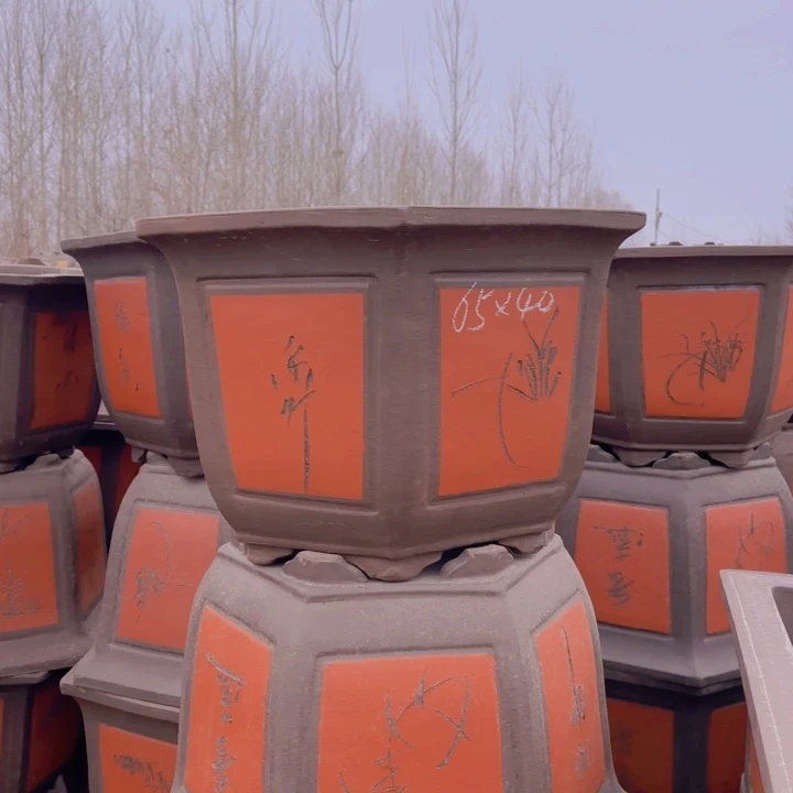 红陶紫砂花盆6540