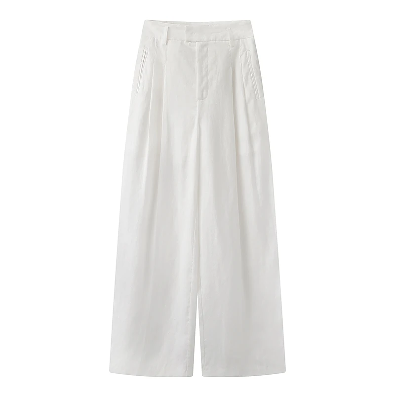 艾家商场同款女装2025夏季新款时尚高腰直筒裤休闲裤3076