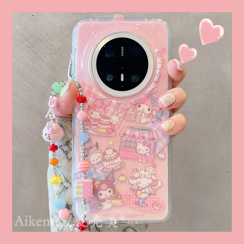 适用华为mate70pro+手机壳卡通可爱Mate60pro三丽鸥Kitty猫链条女