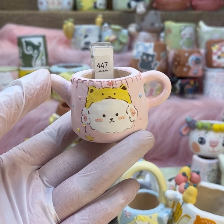 447茶壶花盆手绘