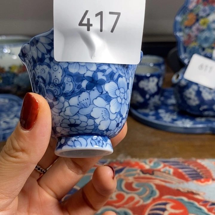 青花瓷景德镇手绘玉泥万花茶杯