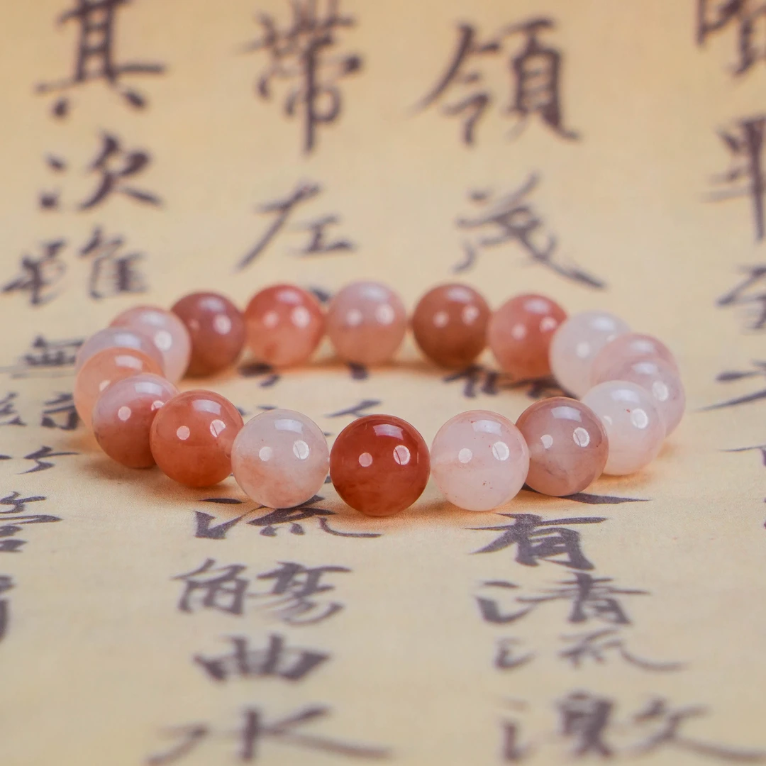 SC-248 天然金丝玉桃花酿手串 珠径约10mm