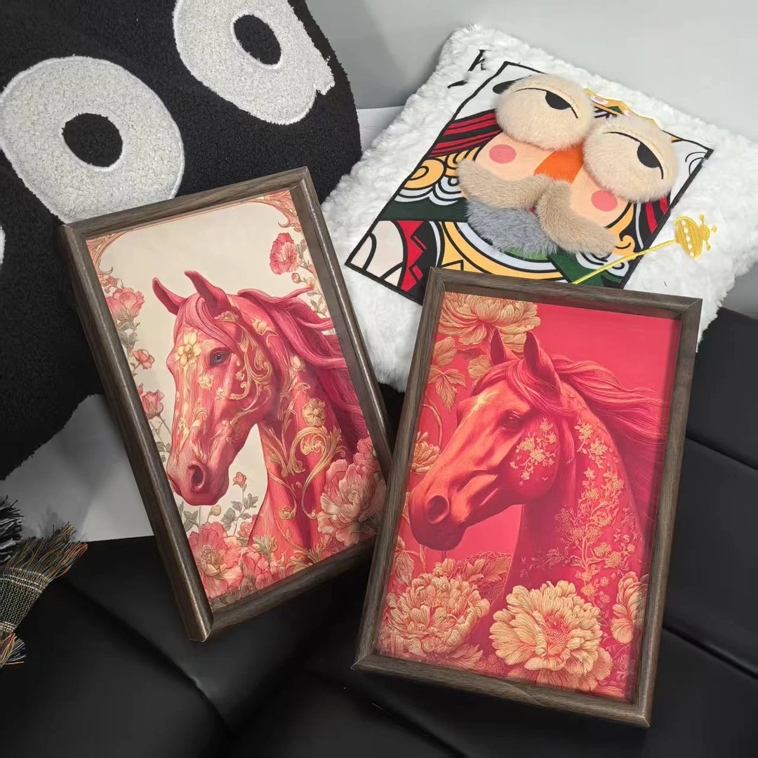 马年托盘长方形桌面首饰摆件钥匙玄关收纳盒轻奢皮革中式茶盘托盘