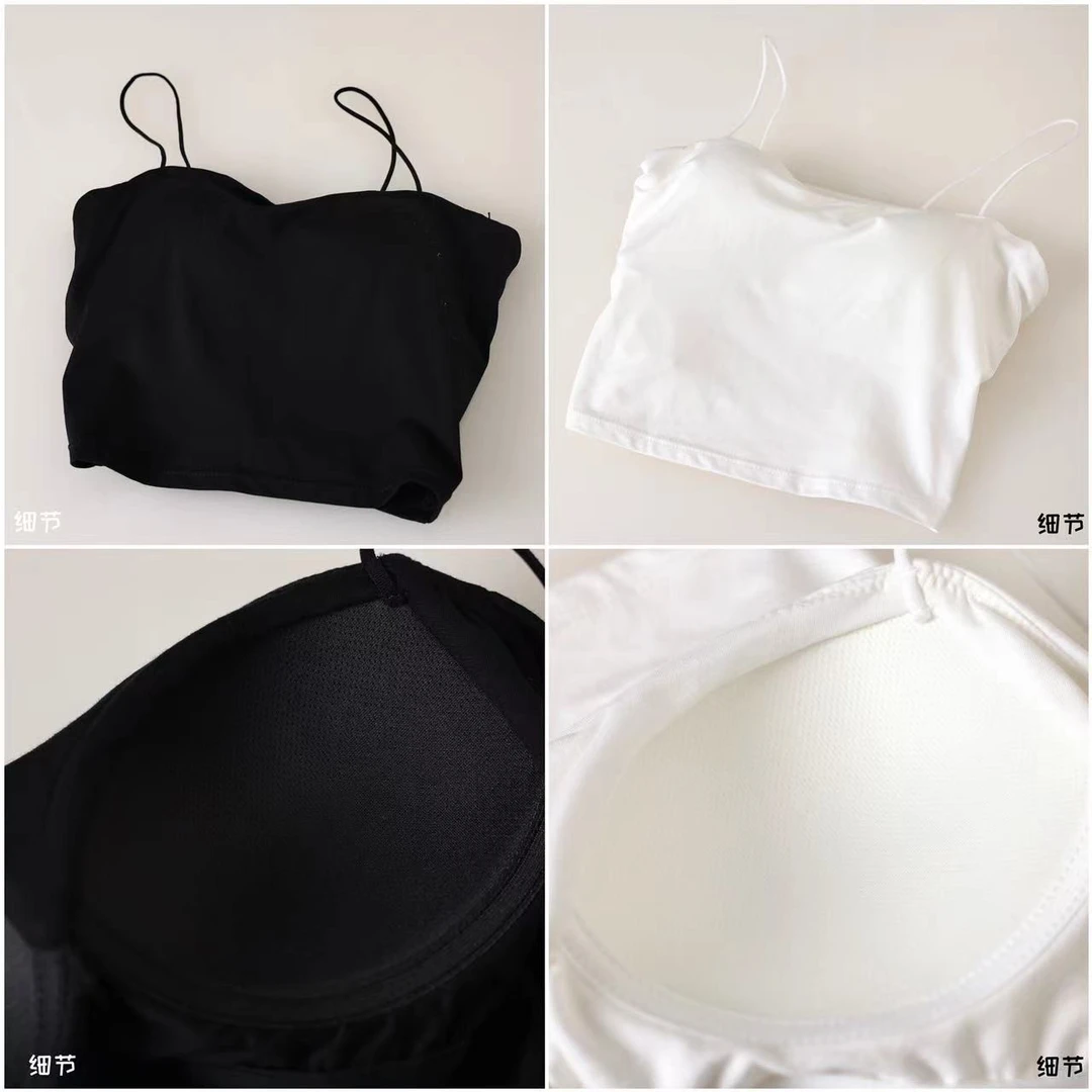 念念&李潇洒 微胖大码小吊带背心人手一件的黑白纯色XS109U77