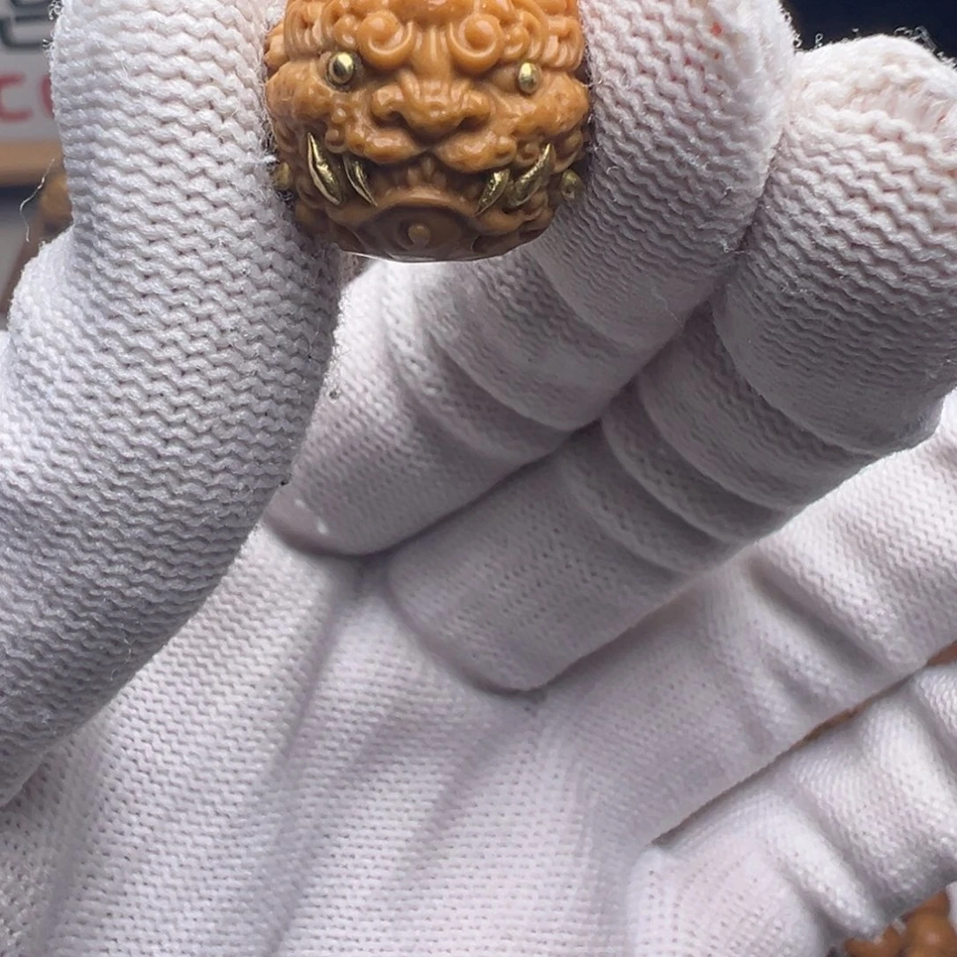 文玩核桃把件镶嵌款唐狮18左右尺寸全品有正常封口线