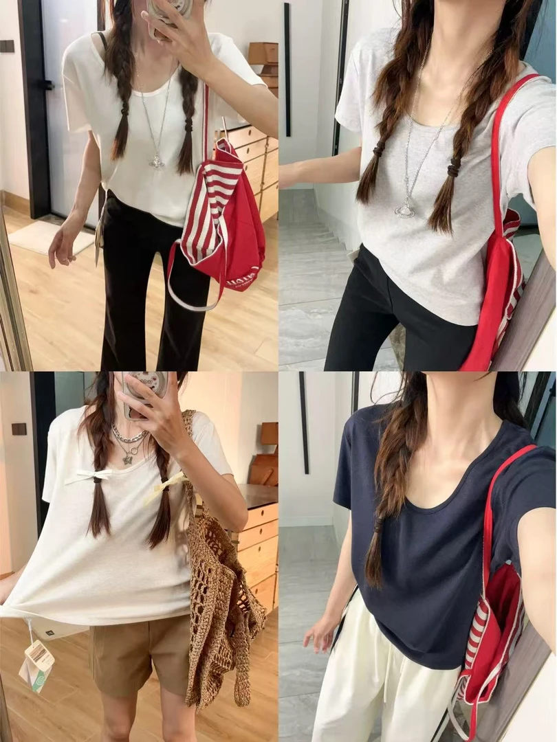 TSEHC.9雨露麻系列~舒适透气天丝亚麻棉质鹅蛋领显瘦短袖T恤9757