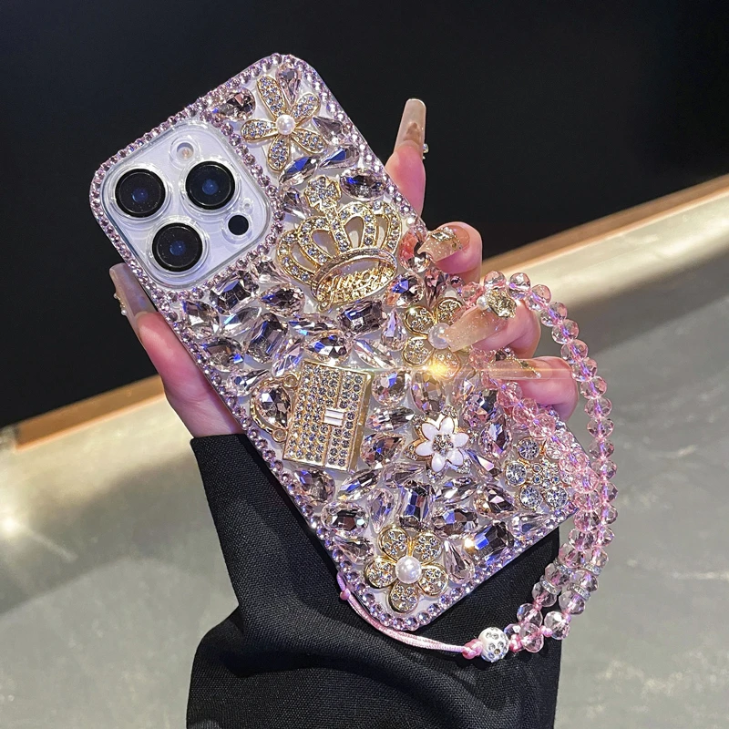 适用苹果16promax手机壳水钻14pro满钻15plus满钻保护壳13创意12