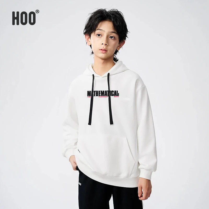 HOO春秋中大男童运动连帽卫衣青少年美式高克重帽衫潮牌4960/1608