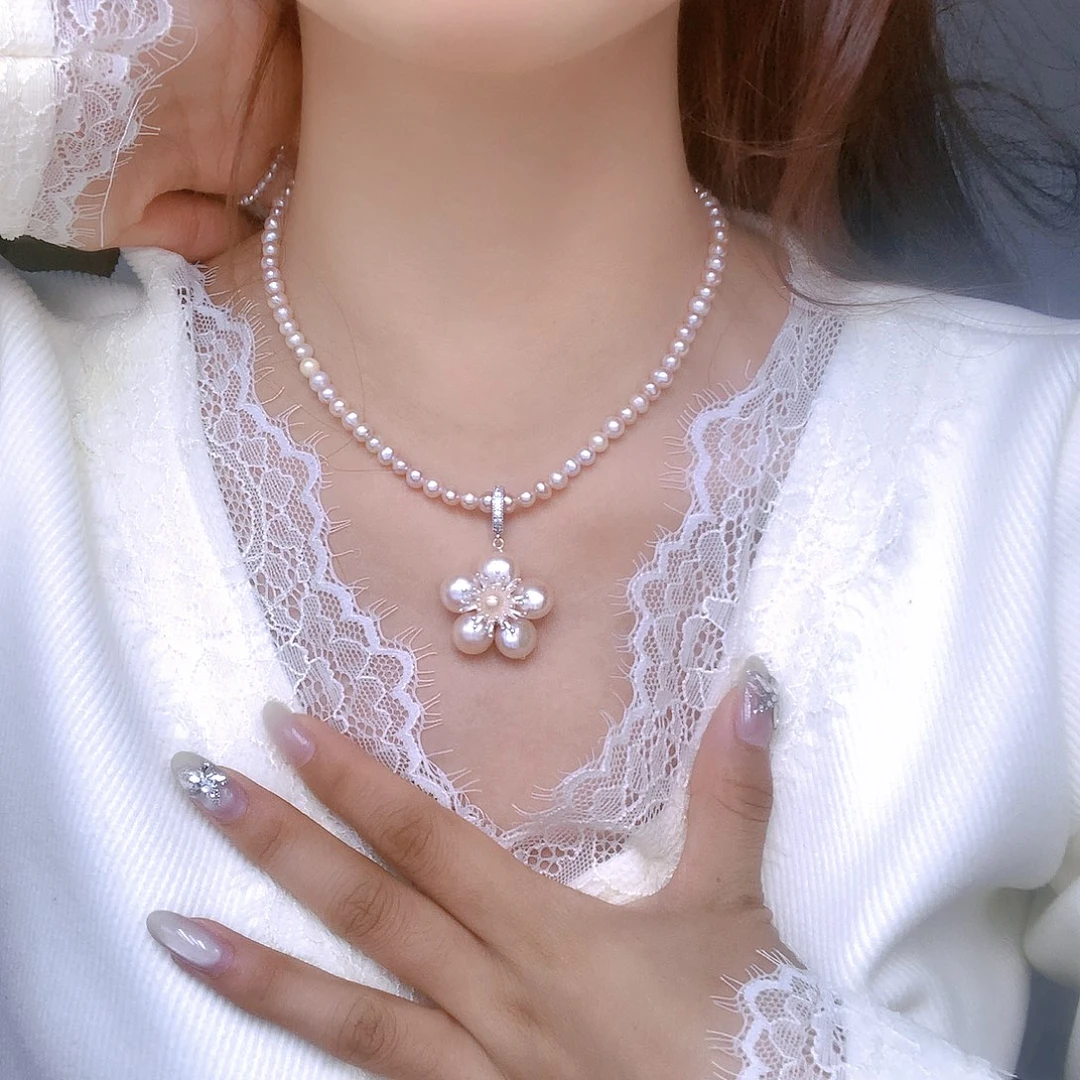 银S925镶嵌耳饰淡水珍珠