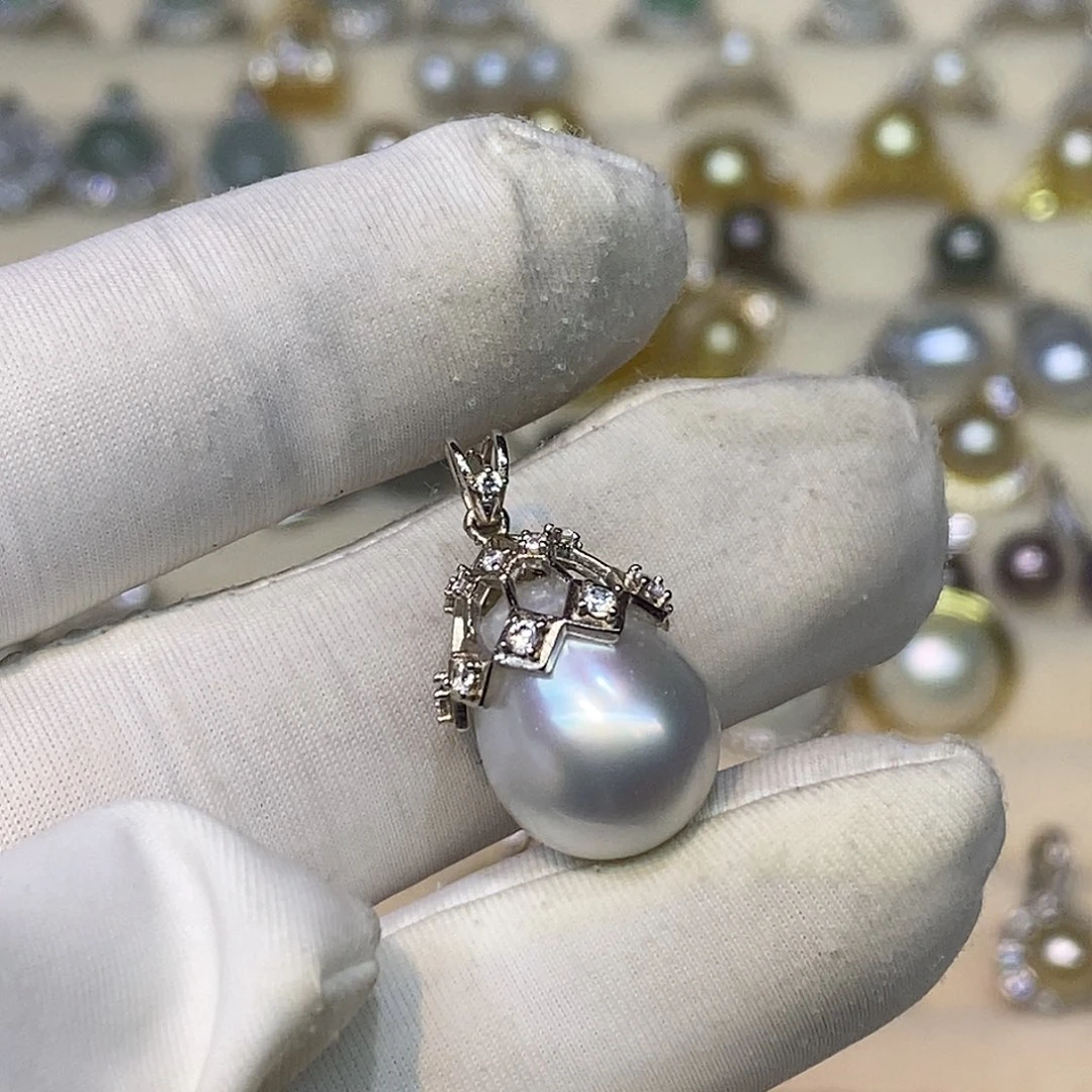 颈饰海水珍珠银S925镶嵌12mm澳白