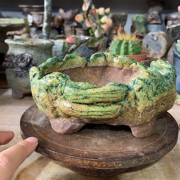 手工粗陶高温花盆