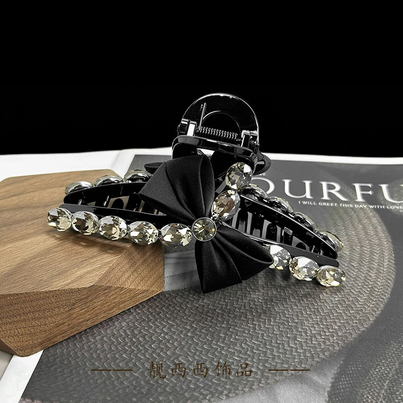 【LXX靓西西】050 法式优雅风缎面蝴蝶结13厘米全盘抓夹