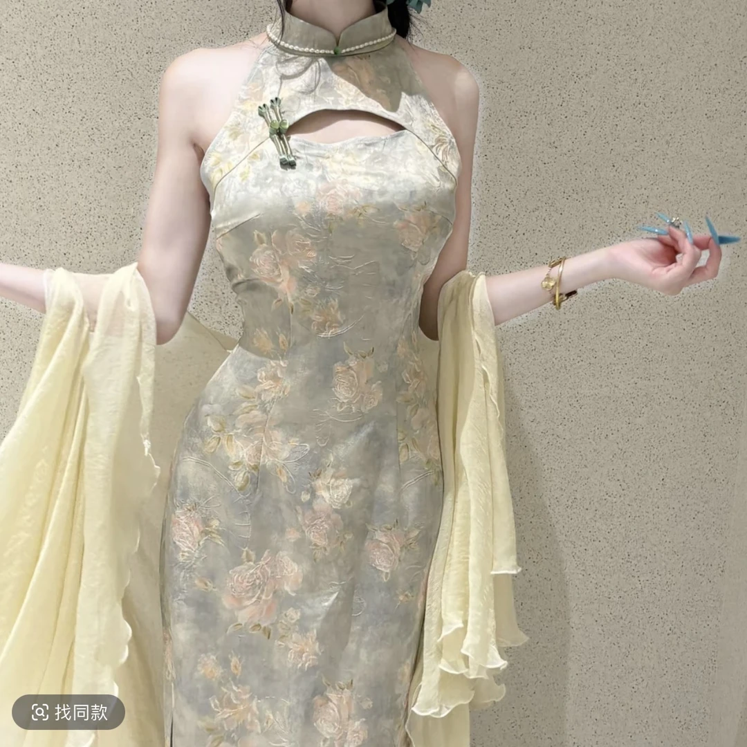 【争宠绿】自制春款国风清冷浅色新中式显瘦旗袍