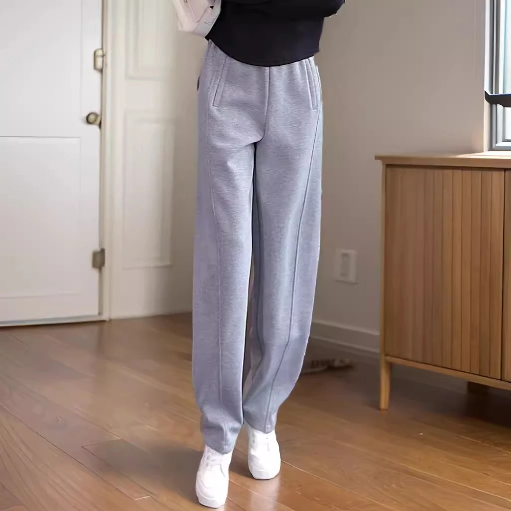 灰色香蕉阔腿裤女2025宽松弯刀卫裤高腰显瘦垂坠感百搭秋冬直筒裤