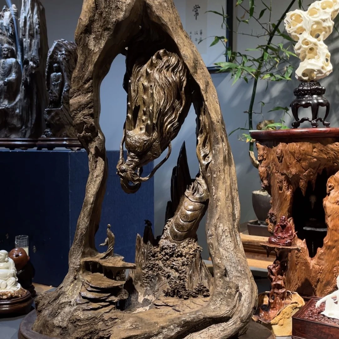 楠木牛***?木雕工艺品摆件