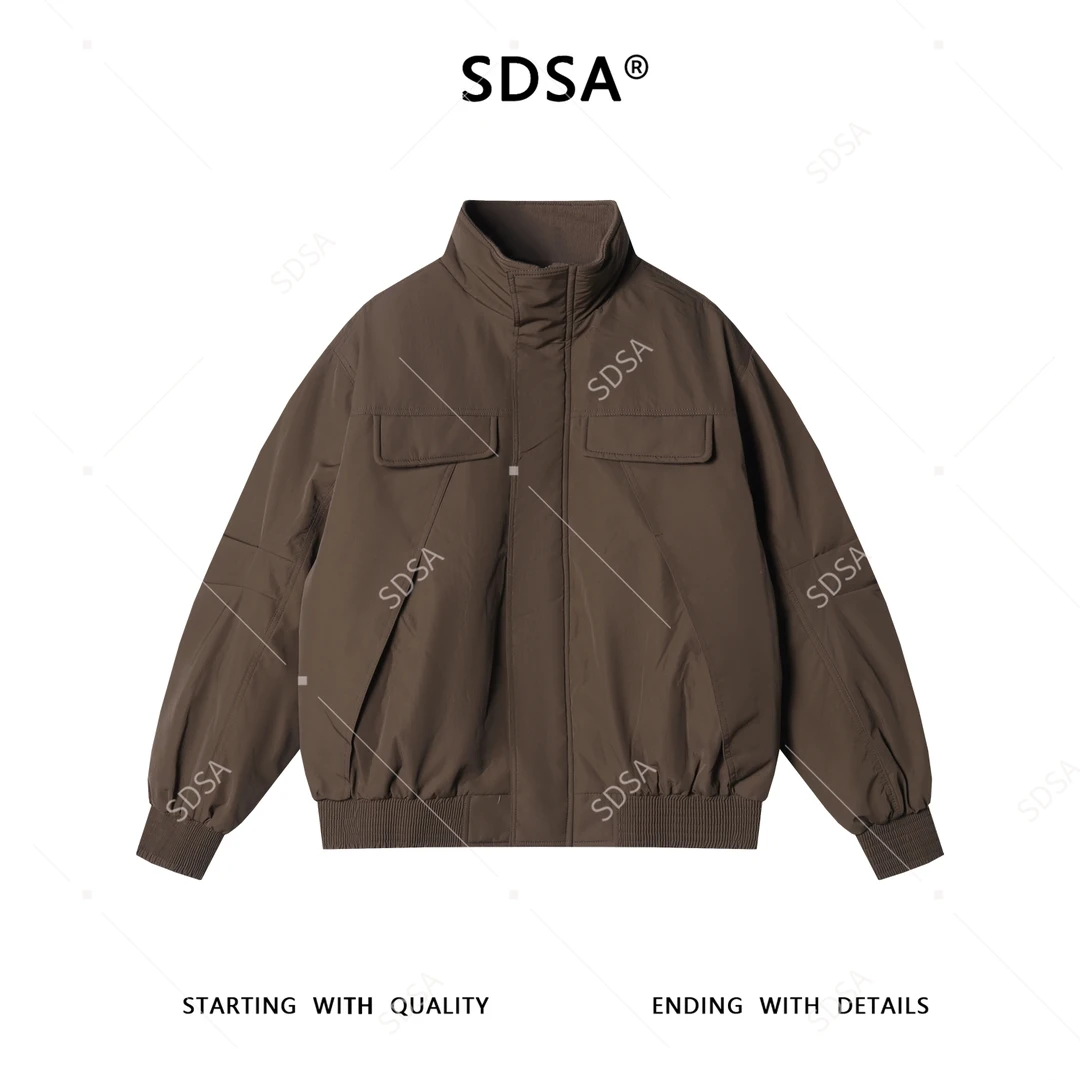 SDSA男士秋冬新款痞帅男装设计感工装立领羽绒服纯色百搭时尚外套