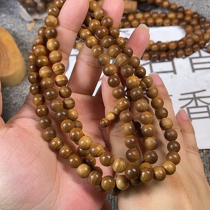 檀香木手串/手链老山檀香黑肉满纹0.8/108沉水