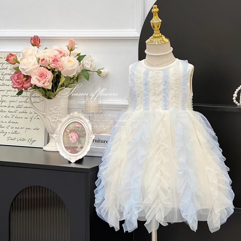 女童公主裙2025夏装新款儿童礼服裙洋气韩版蓬蓬裙宝宝网纱连衣裙