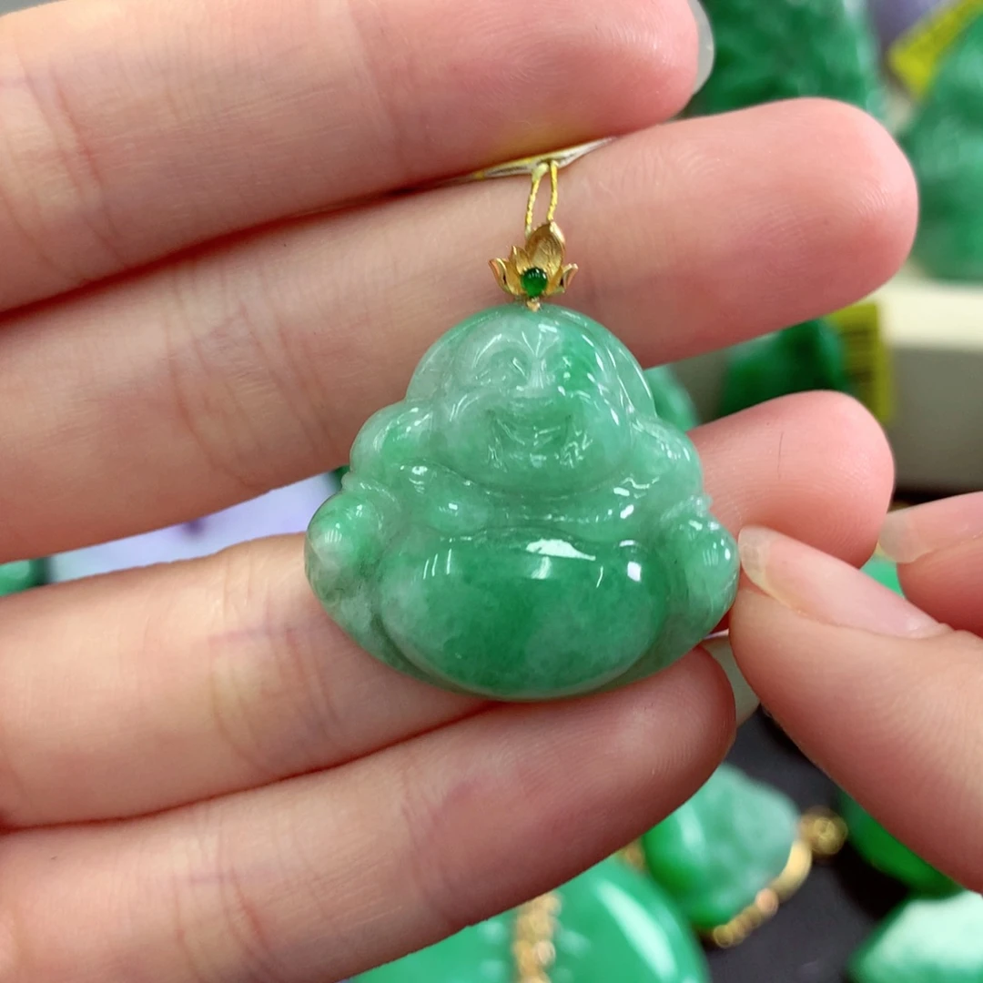 翡翠18K金镶嵌吊坠(不含链)