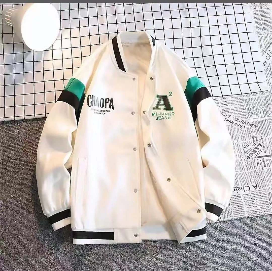 美式拼接拼色针织领棒球服Y83