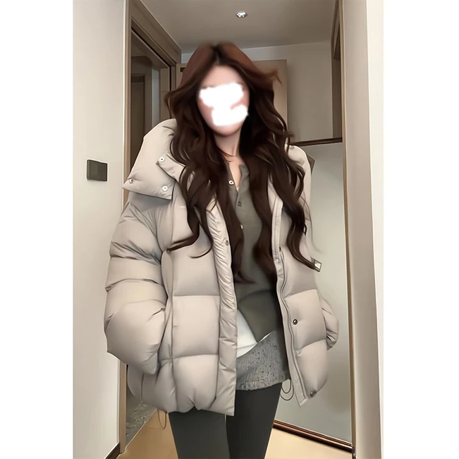 2025慵懒风冬季新款盐系宽松显瘦棉服外套加绒保暖连帽棉衣
